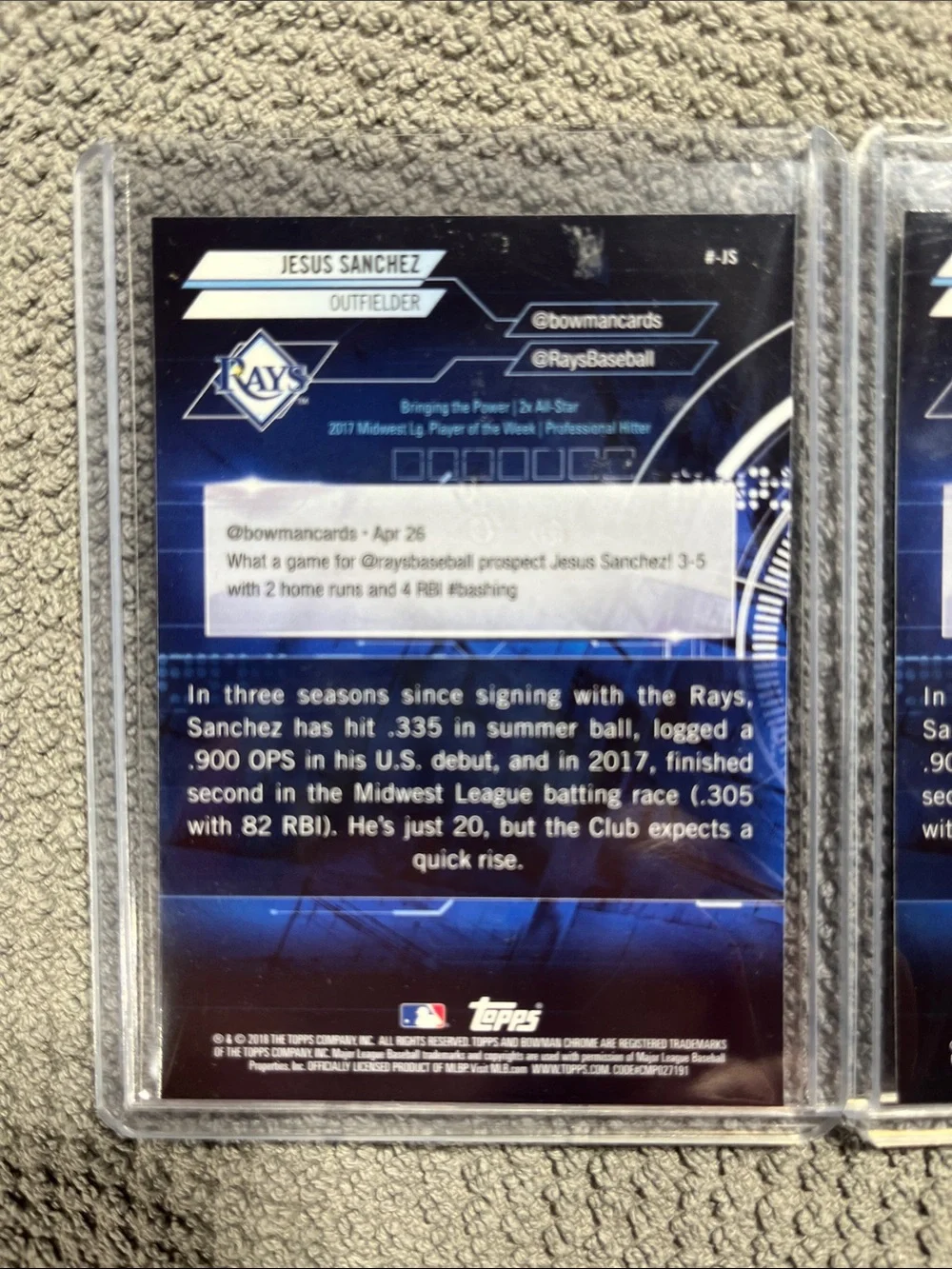 Lot (2) 2018 Bowman Chrome Trending Refractor Jesus Sanchez #-JS